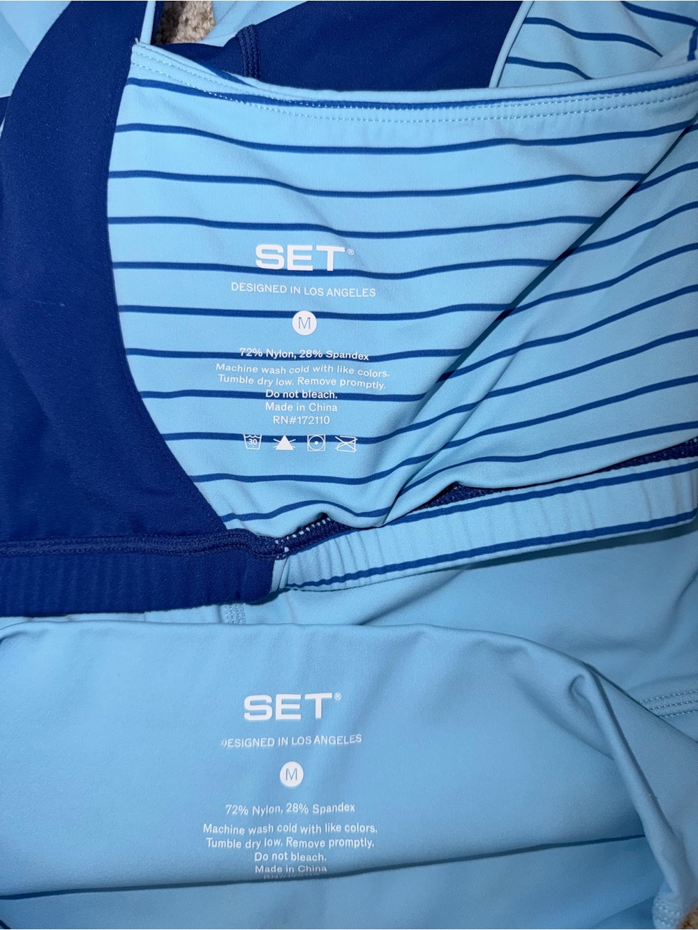 SET Active Breathe 1.0 Stripe Pipe Contour Bra+Shorts Set Maui Blue M SOLD OUT - Picture 6 of 6